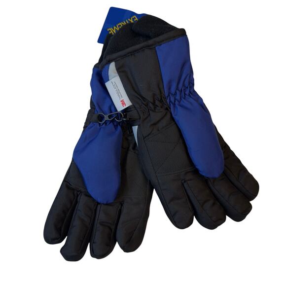 NWT Polar Extreme Kids Ski Gloves 8-10 Black Blue 3M Thinsulate Insulated - Picture 2 of 3